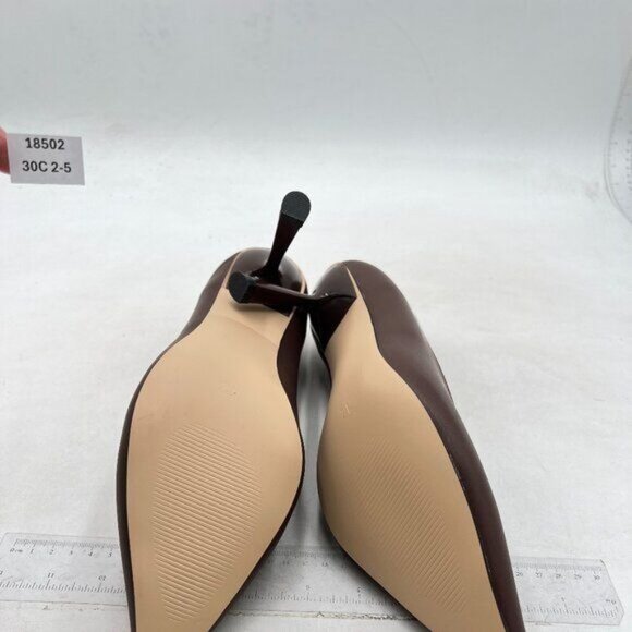 miss left Women's Classic V-Cut Closed Pointed Toe Pumps,High Heel Elegant Brown - Picture 7 of 8